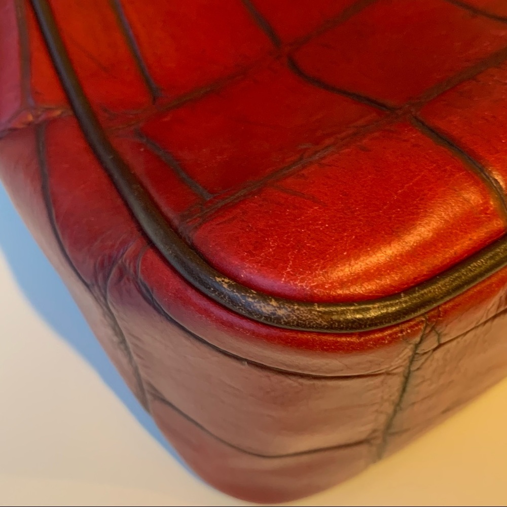 Vintage, Crocodile Dooney & Bourke Shoulder Purse - Red - Picture 13 of 16